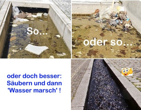 Müll / Unrat anstatt erfrischendem Bächlein im Textilviertel. Wir fordern: 'Wasser marsch'!  (8.4.2022)